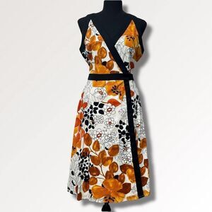 London Times Petites Retro Sleeveless Wrap Dress Bittersweet Multi Sz 10P Floral